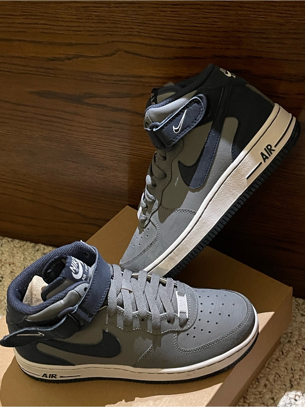 Nike Air High-Top Sneakers in Gray and Navy